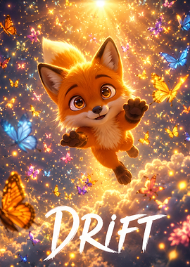 Cute Fox with Butterflies