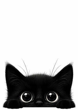 Cute Black Kitten Peeking