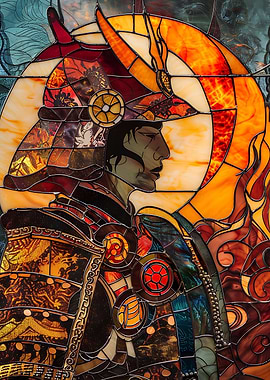 Samurai Stained Glass Art