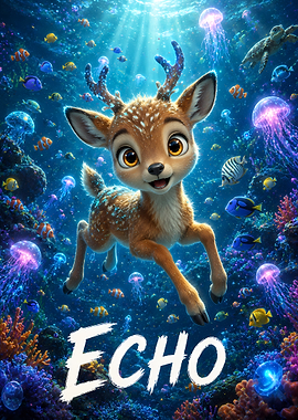 Cute Deer in Underwater World