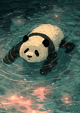 Panda swimming in water