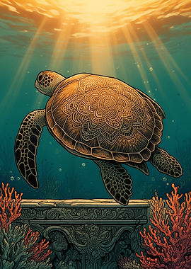 Sea Turtle with Mandala Pattern