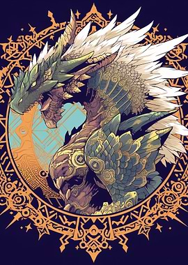 Dragon with Ornate Armor and Mandala