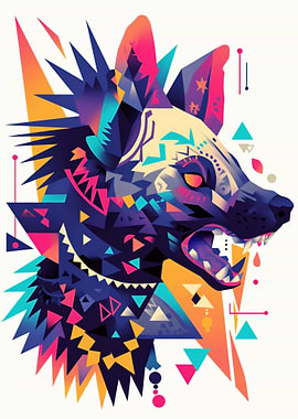 Geometric Wild Dog Portrait