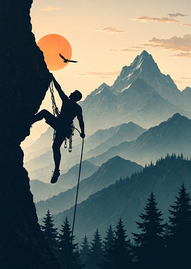Silhouette Climber at Sunset
