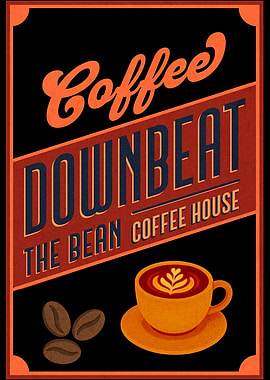 Downbeat Coffee House Vintage Poster