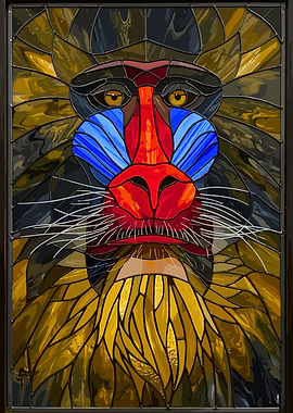 Stained Glass Mandrill Portrait
