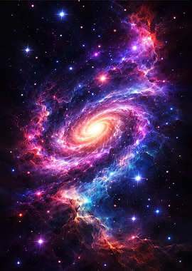 Vibrant Spiral Galaxy in Deep Space