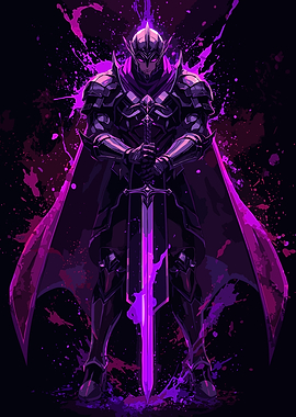 Dark Knight with Glowing Sword