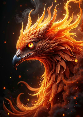 Fiery Phoenix Head