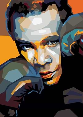 illustration of a boxer portrait in a colorful style