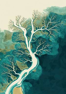Aerial View of a River Delta