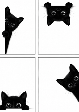 Cute Black Kittens Peeking