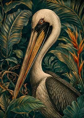 Pelican in a Tropical Jungle