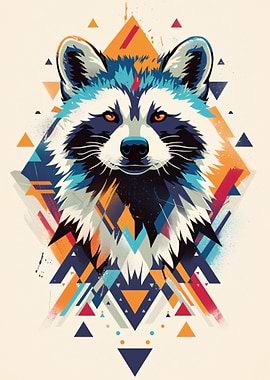 Geometric Raccoon Portrait