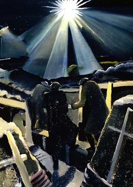 The Ypres Salient at Night by Paul Nash WW1 Trenches Historical Painting