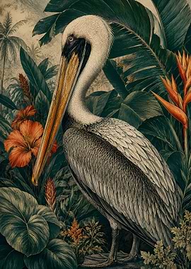 Pelican in a Tropical Jungle