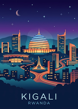 Kigali Rwanda Skyline at Night
