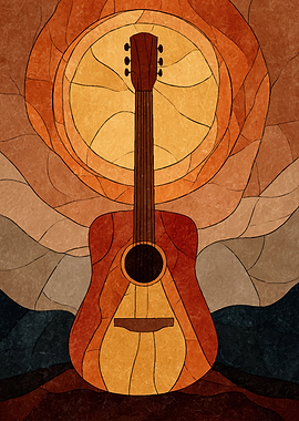 Stained Glass Guitar Art