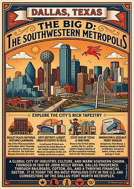 Dallas Texas Southwestern Metropolis Poster