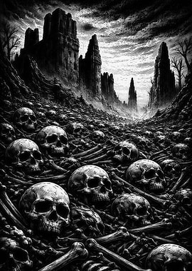 Grim Battlefield of Skulls and Bones