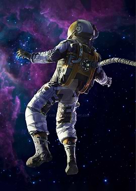 Astronaut floating in nebula