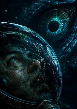 Fearful Gaze In A Cracked Helmets