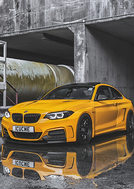 Yellow BMW M2 Coupe Reflection