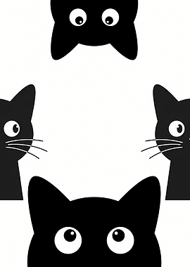 Peeking Black Cats