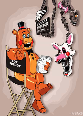 Toy Freddy and Mangle on Set