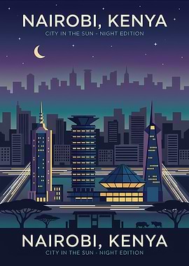 Nairobi Kenya Night Cityscape