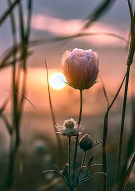 Pink Flower at Sunrise