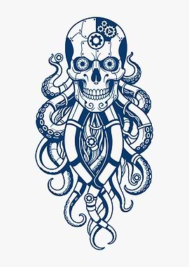 Steampunk Octopus Skull