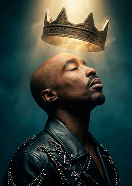 Tupac Shakur with a Crown