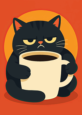 Grumpy Cat with Coffee