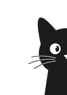 Peeking Black Cat Illustration