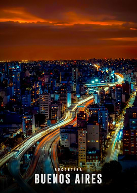 Buenos Aires Cityscape at Night