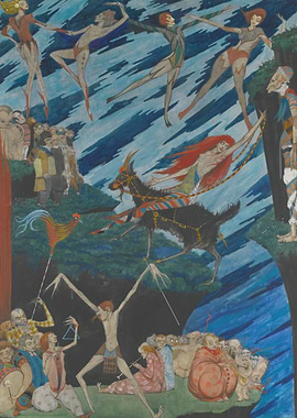 Surreal Dance of Figures and Creatures