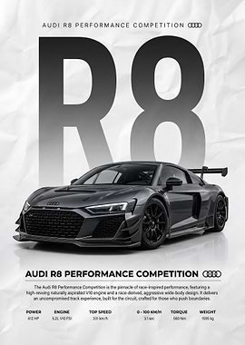 sleek race Audi R8 Car poster