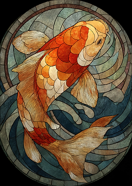 Stained Glass Koi Fish in Water