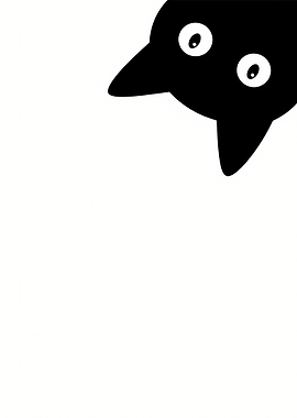 Peeking Black Cat with Big Eyes