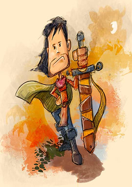 Cartoon Hero Knight with Sword