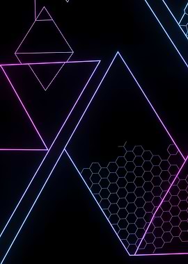 Neon Geometric Triangles Futuristic Abstract Background