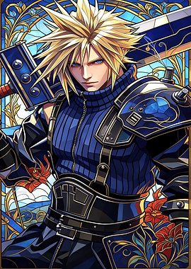 Cloud Strife Stained Glass Art