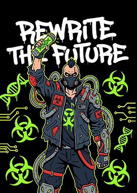 Cyberpunk character with DNA vial