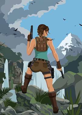 Lara Croft in a jungle setting