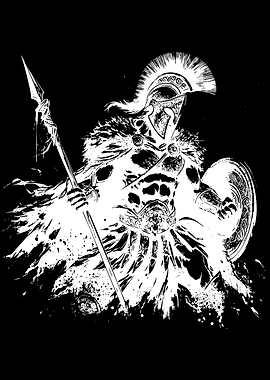 Spartan Warrior with Spear and Shield