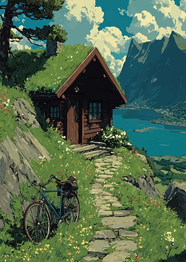 Cozy Cabin with Bicycle and Mountain View