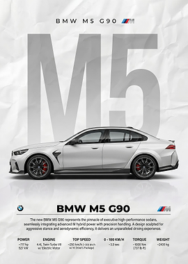 sleek white BMW M5 G90 Performance Sedan