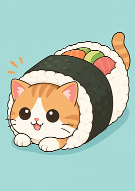 Cute Cat Sushi Roll